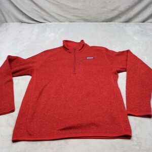 Patagonia Better Sweater Men Medium Red Heathered Fleece 1/4 Zip Pullover Winter